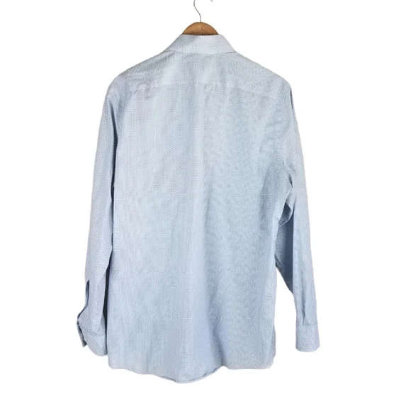 Michael Kors Blue Geometric Abstract Print Button Up Long Sleeve Dress Shirt - Picture 5 of 9